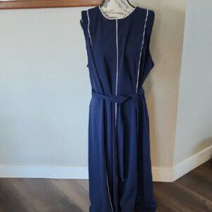 NWT DKNY Navy Maxi Dress with White Accents 20W